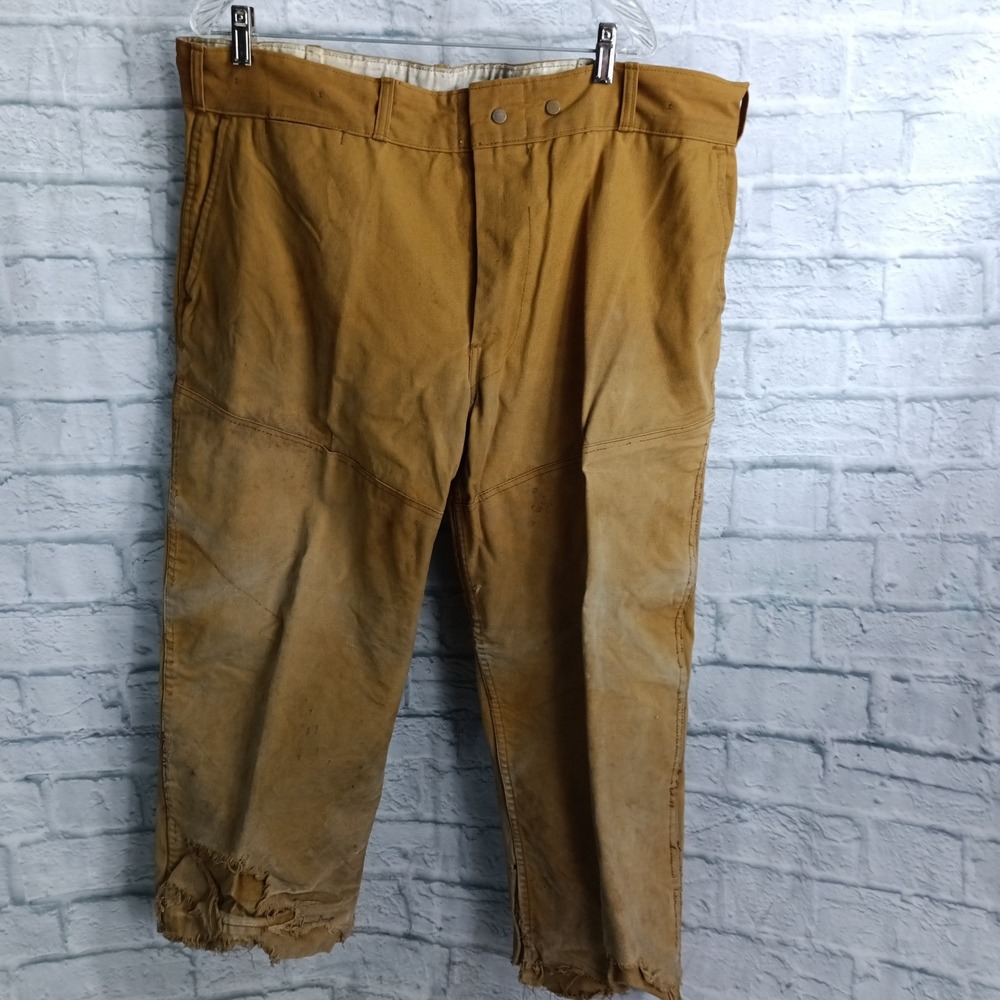 Vintage RedHead Bone Dry Hunting Pants Tan Canvas Distressed Cropped 44x24